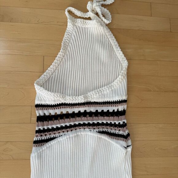 Ramy Brook Theo Knit Halter Midi Dress in White M NWOT - Picture 8 of 11